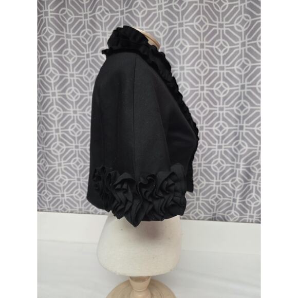 Trina Turk Womens Ruffled Trim Button Closure Light Jacket Black Size 2 - Picture 8 of 11
